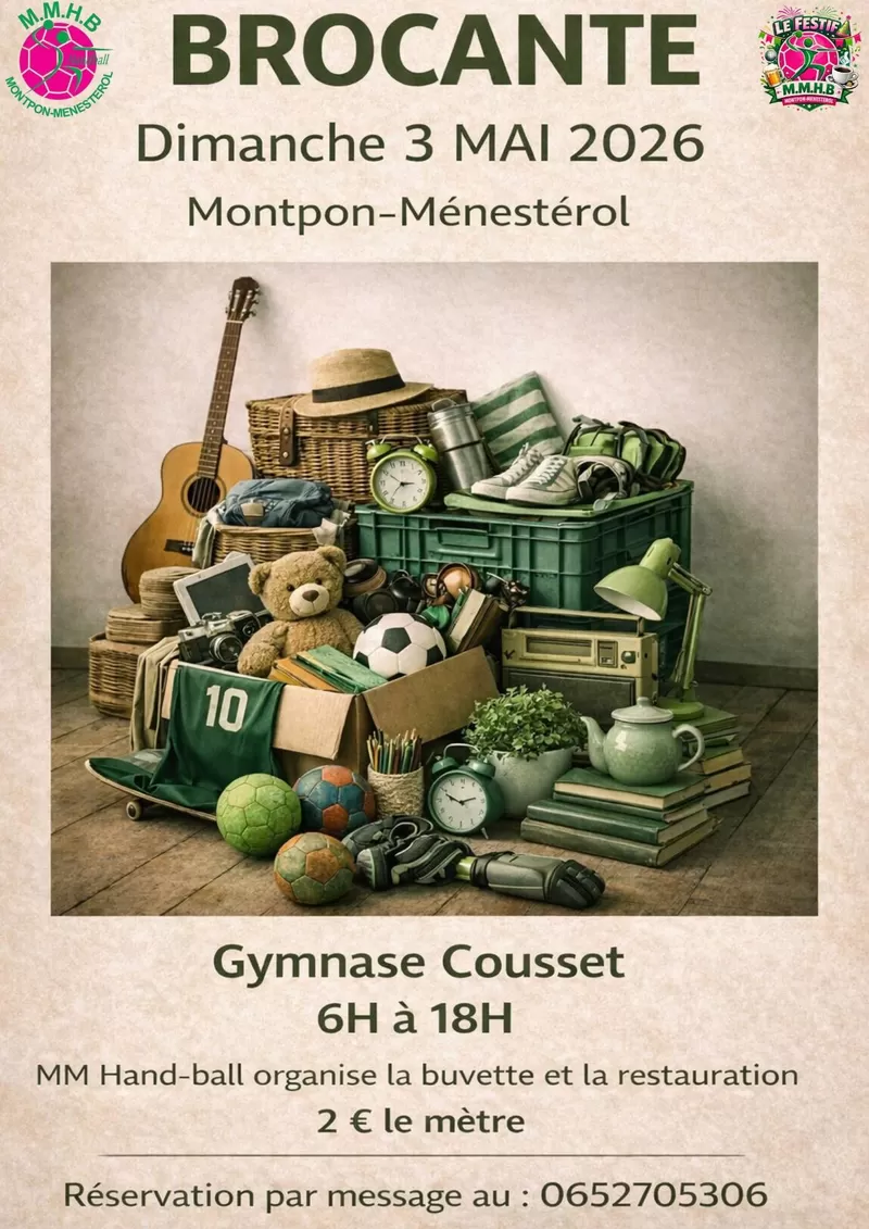 affiche Brocante du Hand-Ball à  Montpon-Ménestérol