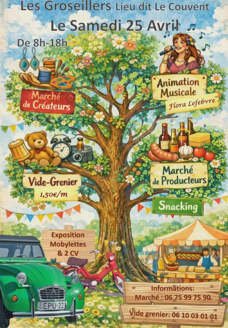 affiche Marché des créateurs & vide grenier à Les Groseillers