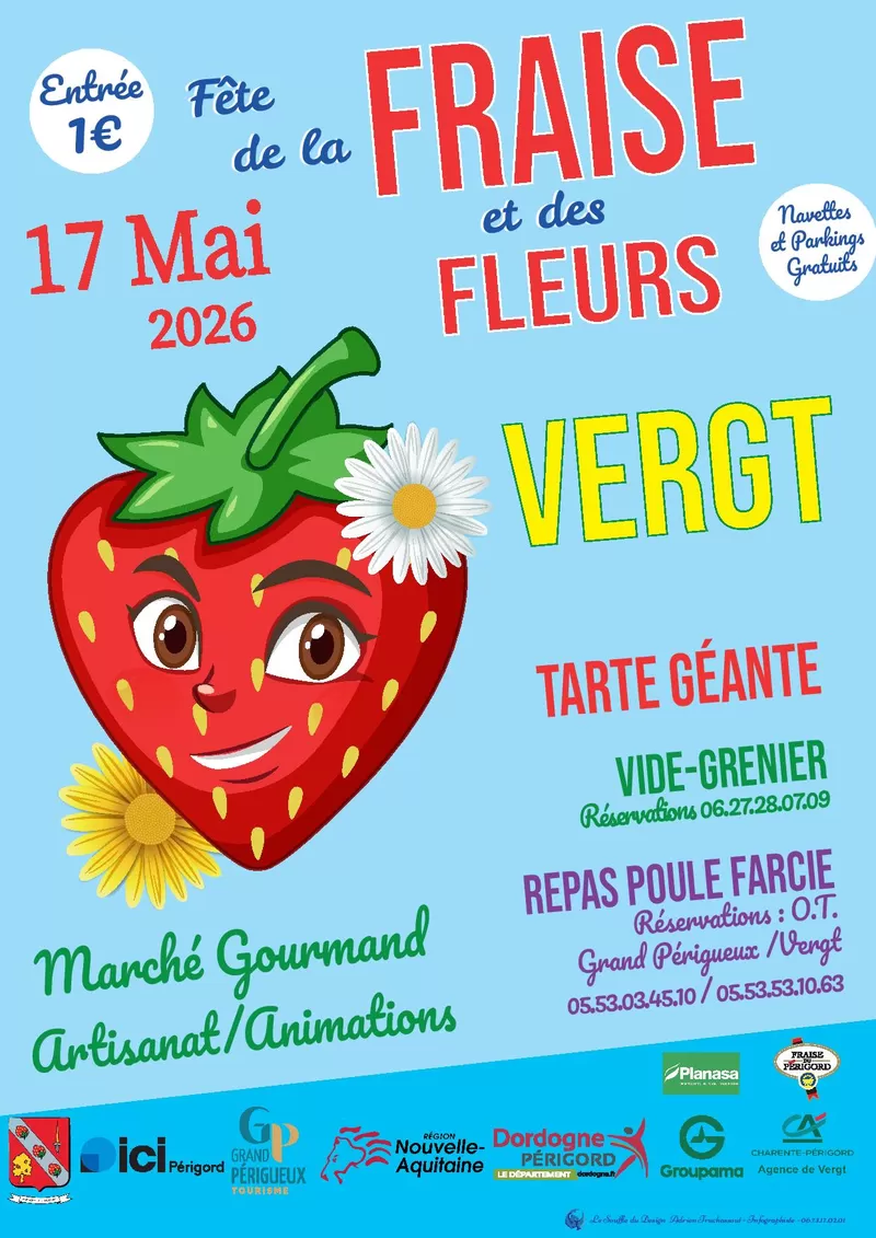 affiche Fête de la Fraise et des fleurs à  Vergt