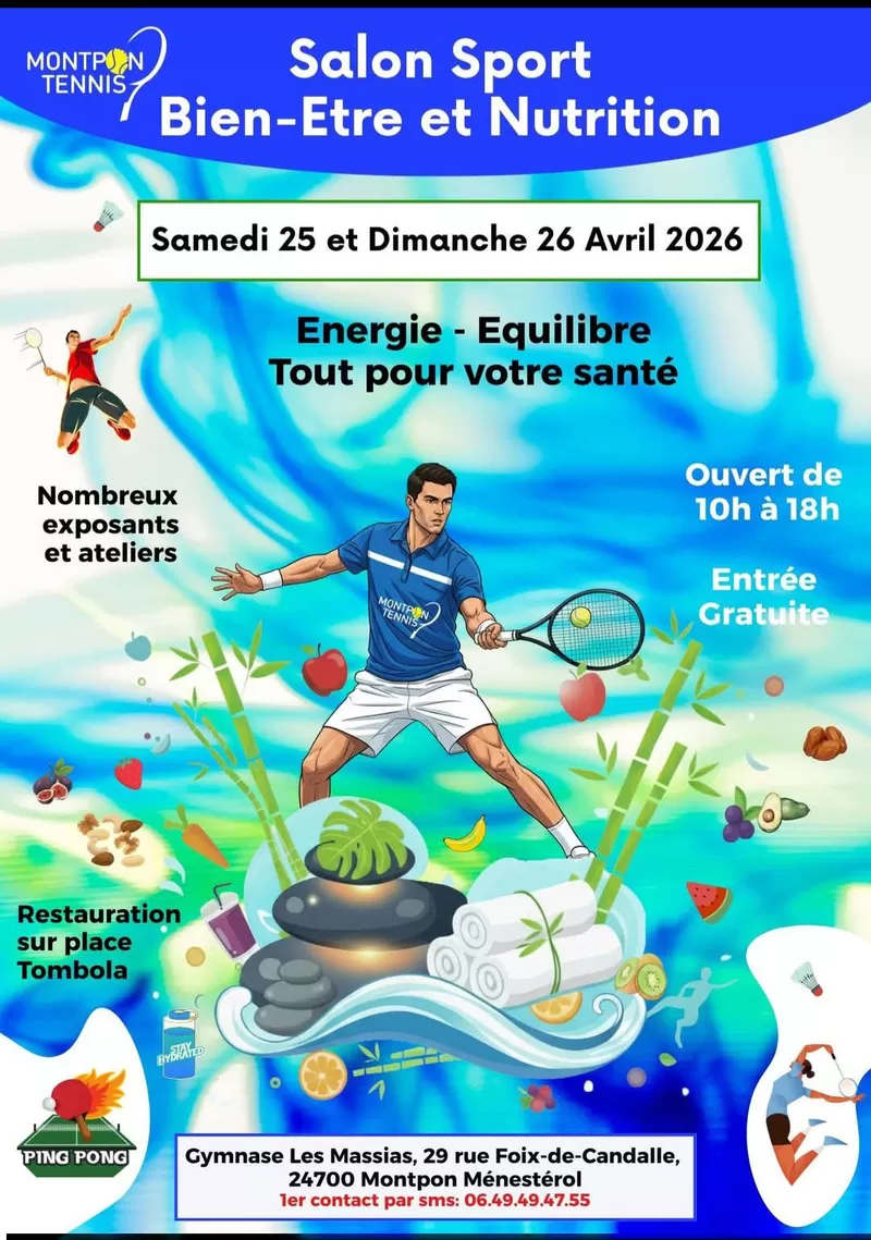affiche Salon sport bien-être et nutrition et vide-greniers à  Montpon-Ménestérol