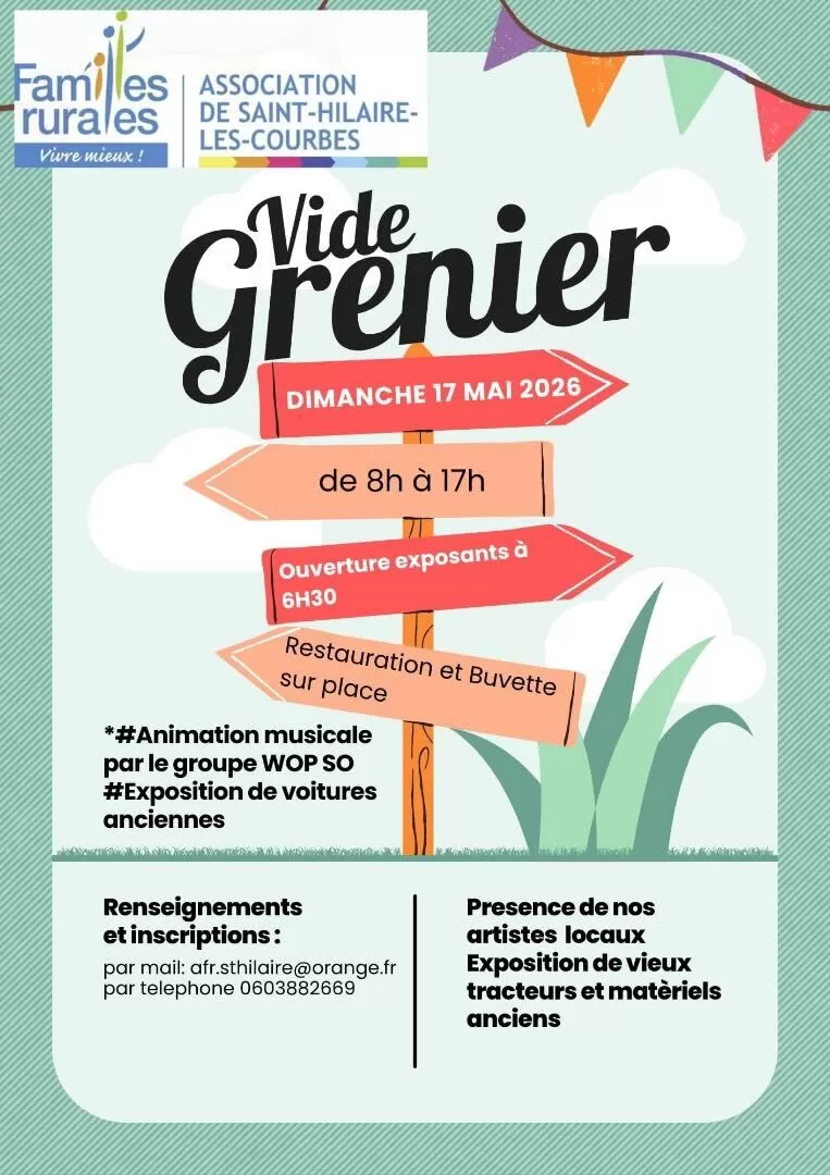 affiche Vide-greniers et foire artisanale à  Saint-Hilaire-les-Courbes