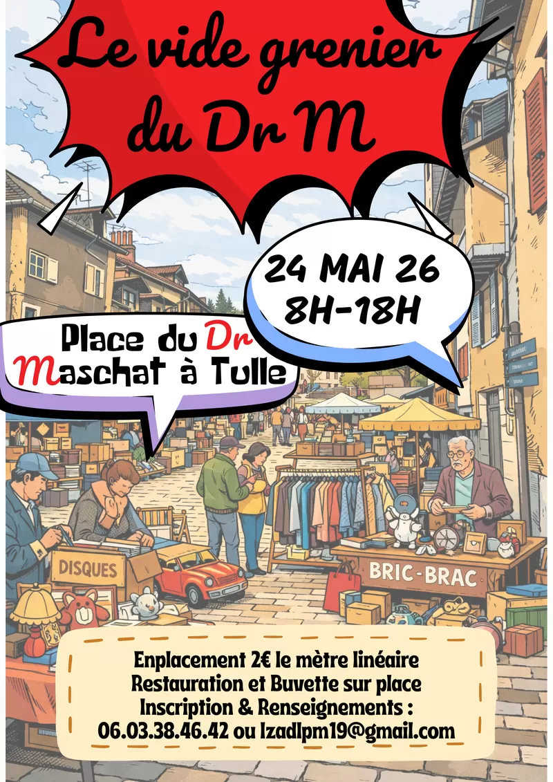 affiche Vide grenier du Dr M à  Tulle