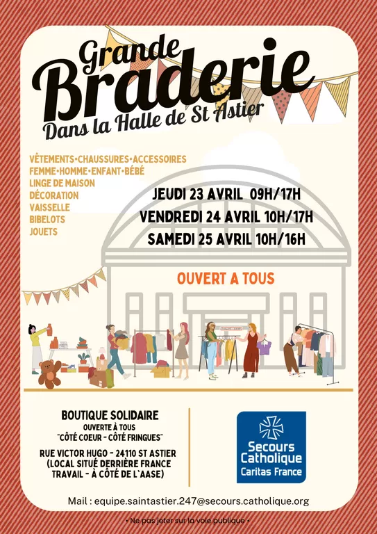 affiche Braderie du Secours Catholique à  Saint-Astier