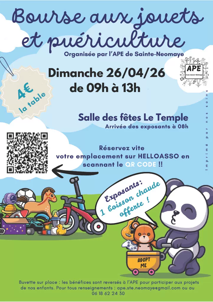 affiche Bourse aux jouets et puériculture à  Sainte-Néomaye