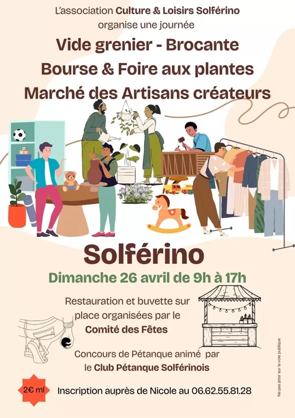 affiche Vide grenier - Brocante - Bourse & Foire aux Plantes - Marché des artisans / créateurs à  Solférino