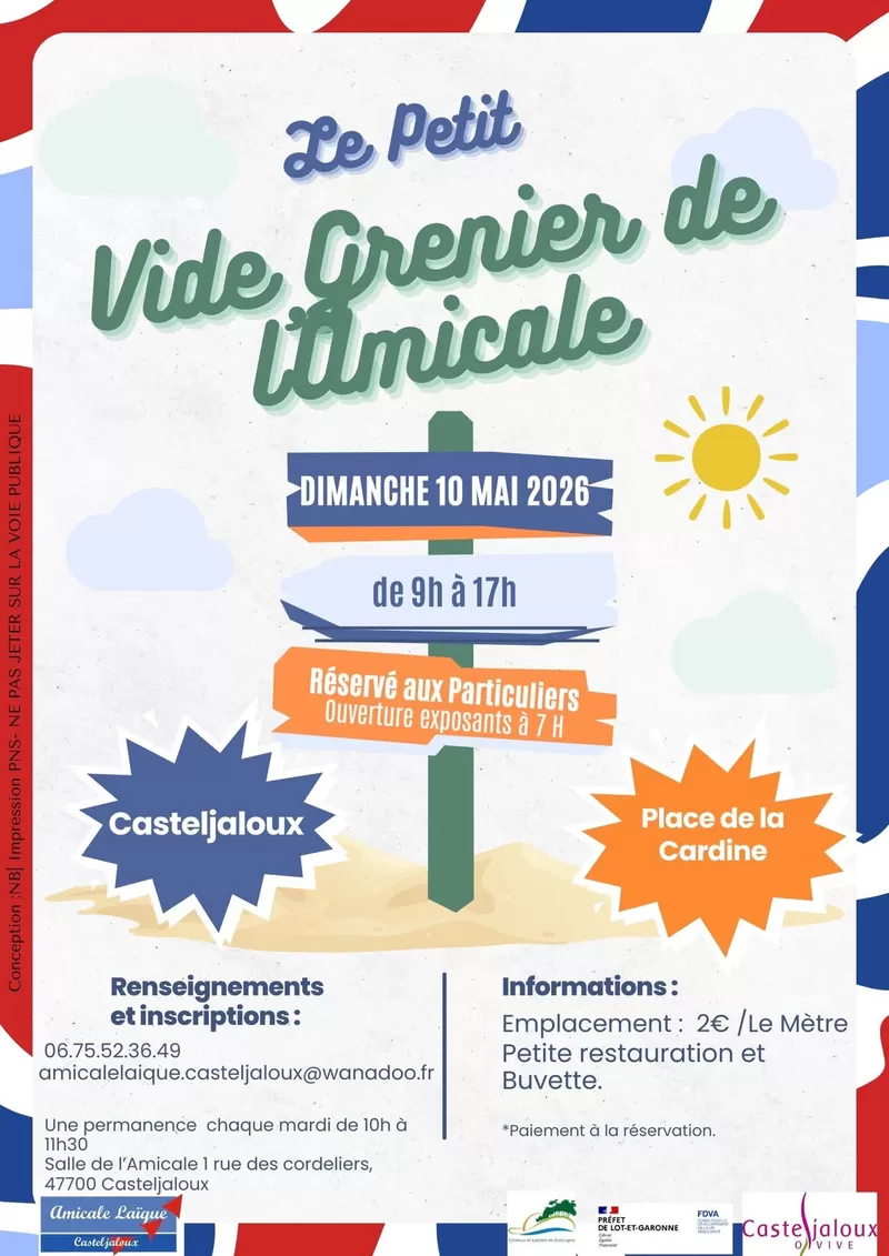 affiche Le petit vide grenier de l'Amicale Laïque à  Casteljaloux