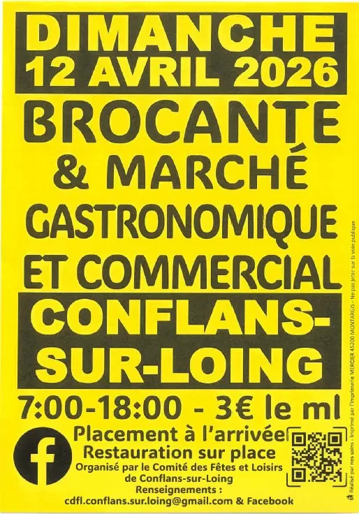 affiche Brocante & Marché gastronomique et commercial à  Conflans-sur-Loing