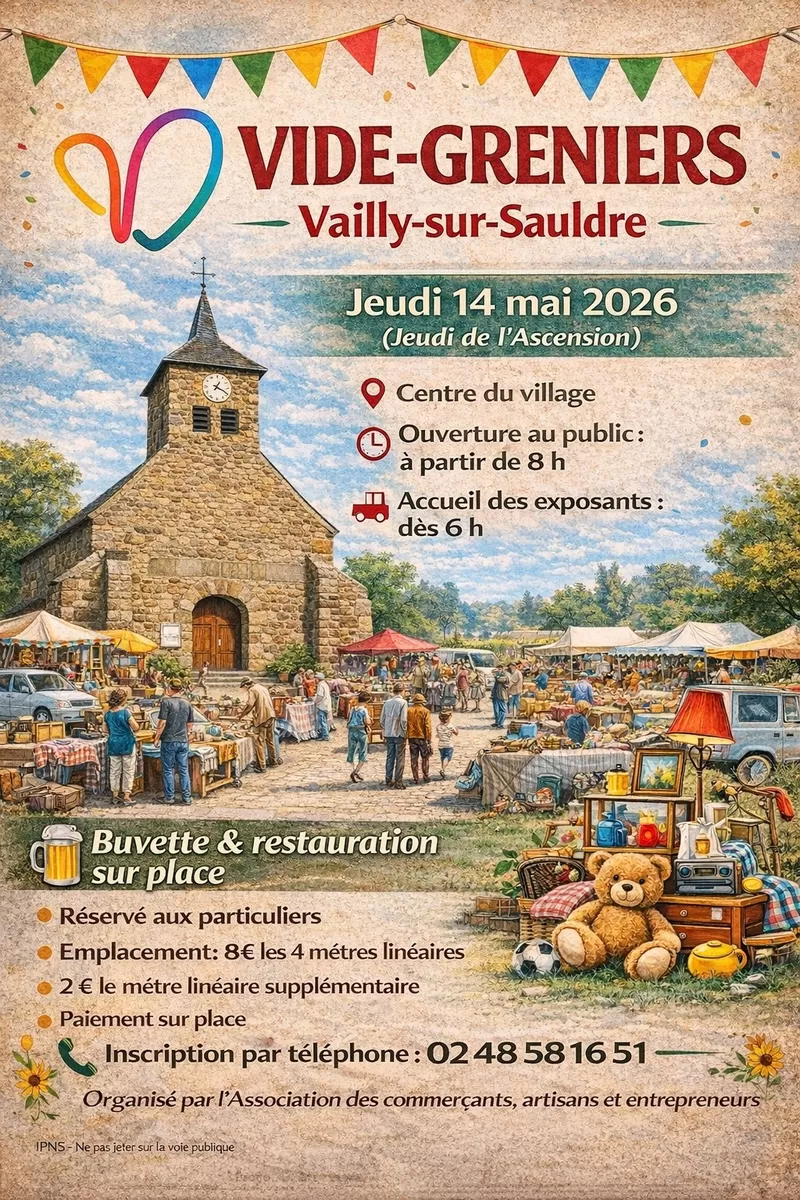 affiche Vide-Grenier à  Vailly-sur-Sauldre