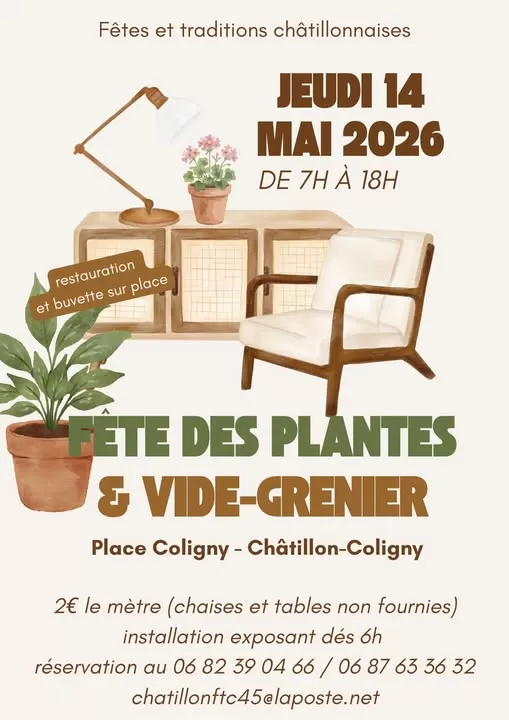 affiche Fête des plantes et vide-greniers à  Châtillon-Coligny