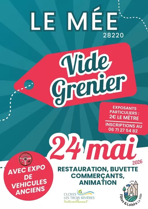 affiche Vide-grenier et exposition de véhicules anciens à  Cloyes-sur-le-Loir