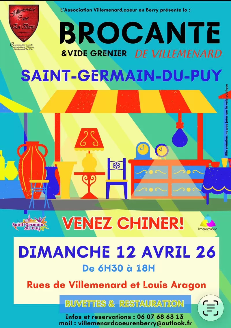 affiche Brocante de Villemenard à  Saint-Germain-du-Puy