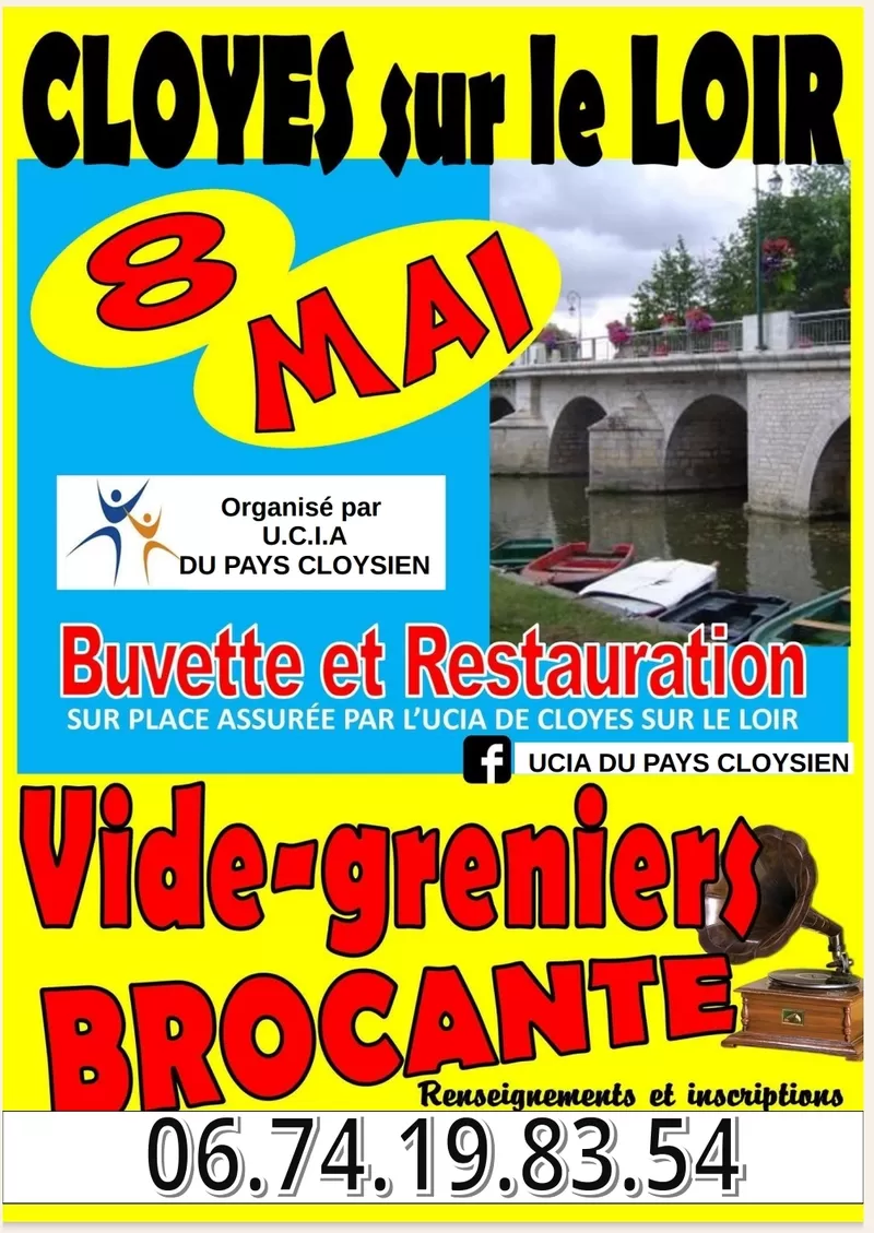 affiche Vide-grenier / brocante de l'UCIA à  Cloyes-sur-le-Loir