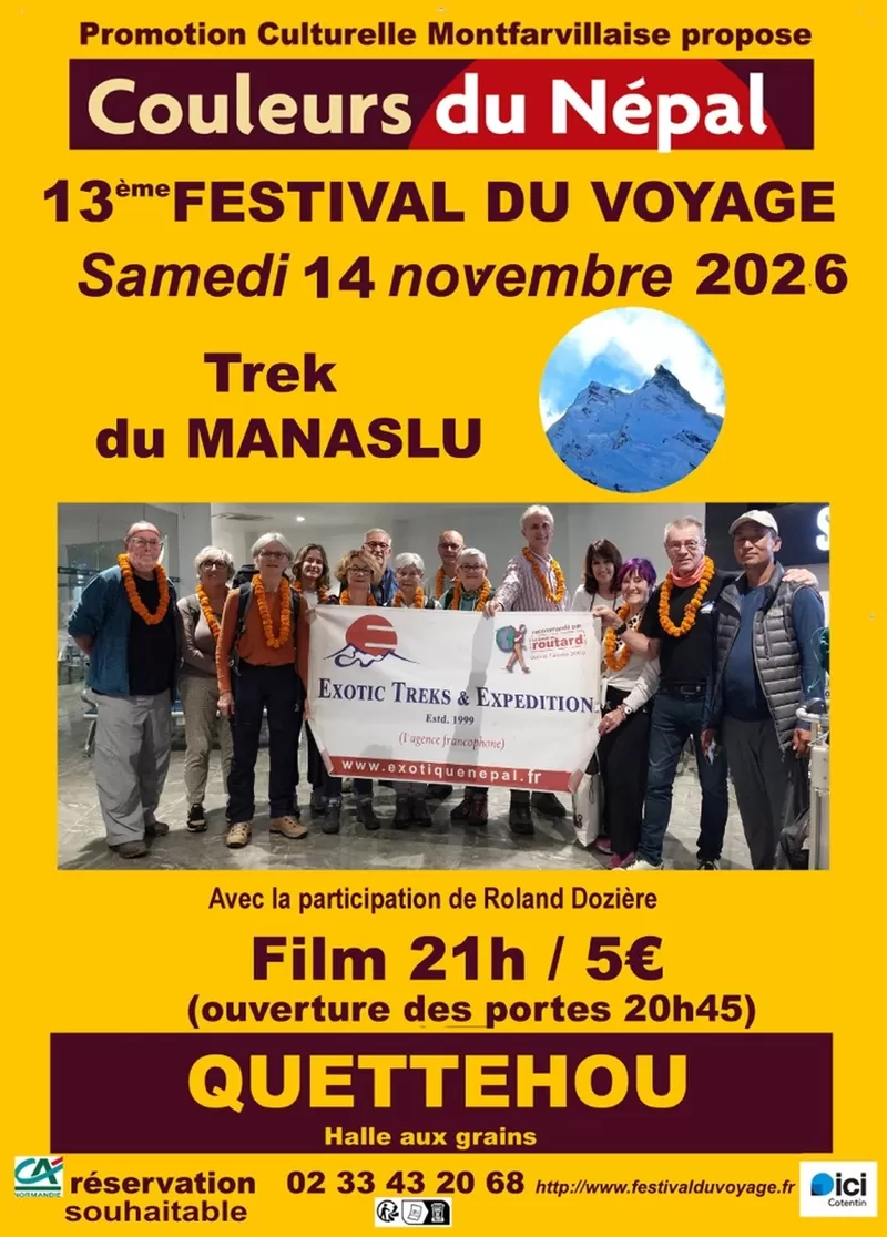 affiche 13e Festival du voyage à Quettehou :  film sur le Népal à  Quettehou