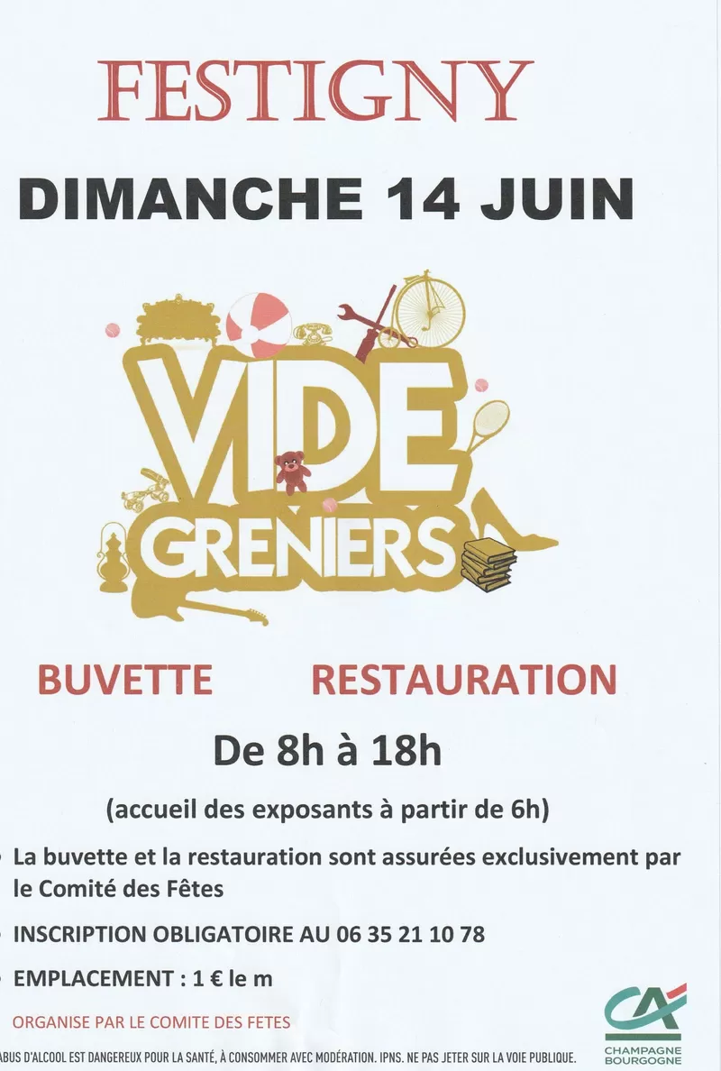 affiche Vide greniers à Festigny à  Festigny