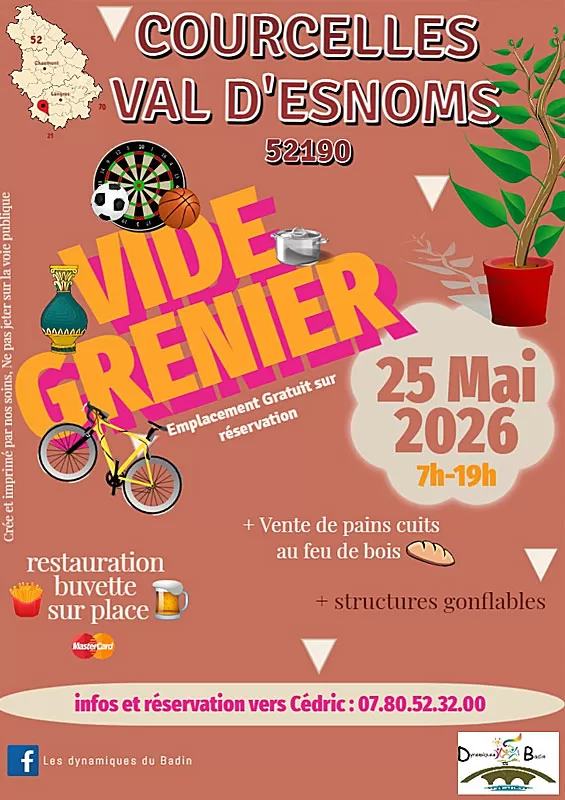 affiche Vide-grenier de Courcelles Val d'Esnoms à Le Val-d'Esnoms