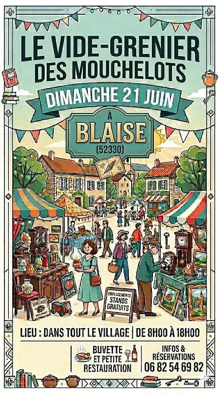 affiche Vide-grenier des Mouchelots à  Colombey-les-Deux-Églises