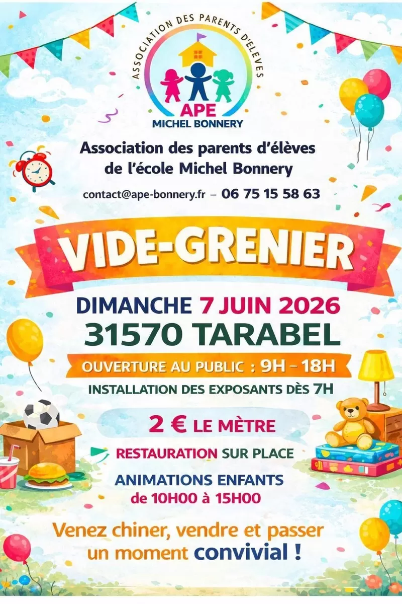 affiche VIDE-GRENIER DE TARABEL à  Tarabel