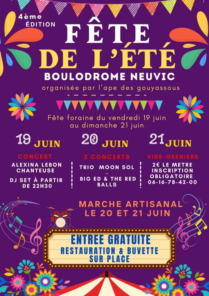 affiche Fête de l’été : Vide-greniers, marché artisanal et manèges à Neuvic