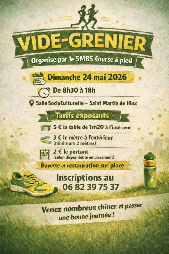 affiche Vide Grenier du SMBS course à pied à  Saint-Martin-de-Hinx