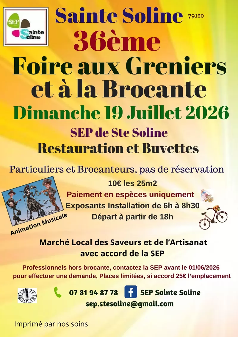 affiche Foire aux greniers et à la brocante à Sainte-Soline