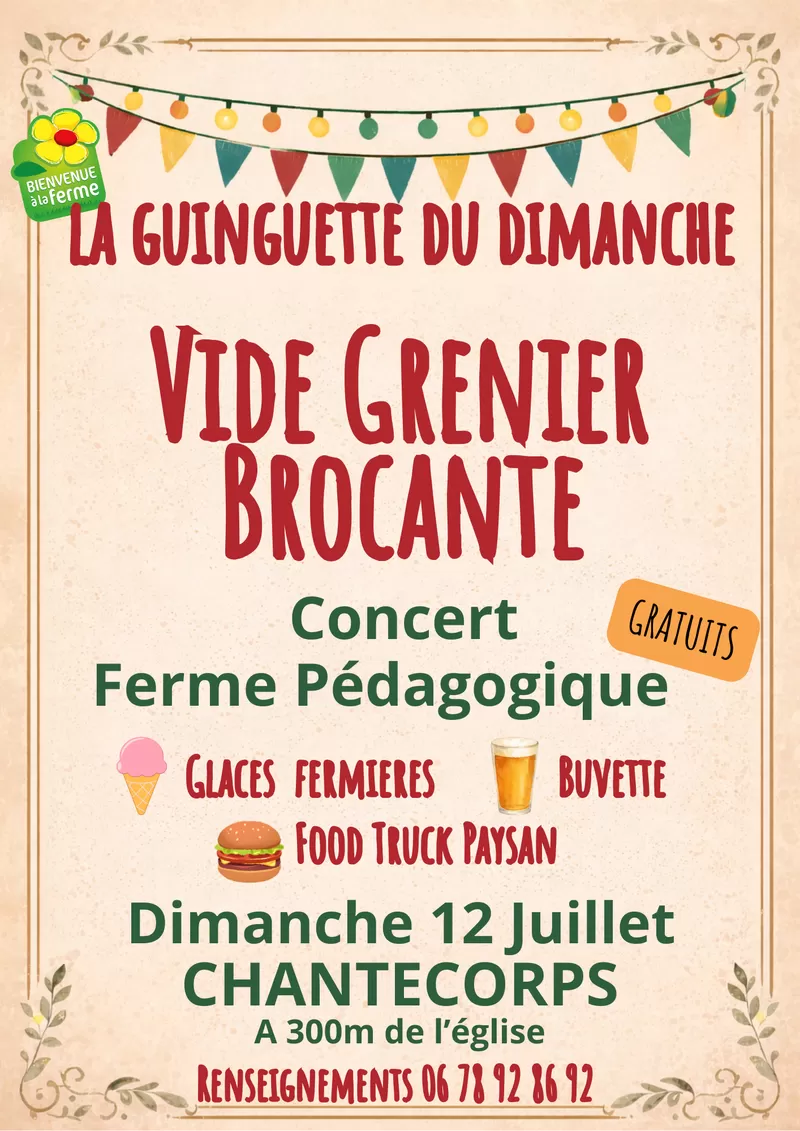 affiche La Guinguette du Dimanche - Vide grenier brocante à Coutières