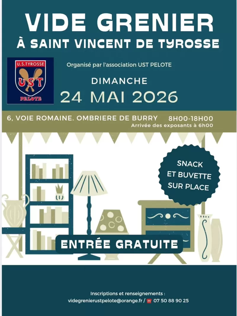 affiche Vide grenier de l'UST Pelote à Saint-Vincent-de-Tyrosse