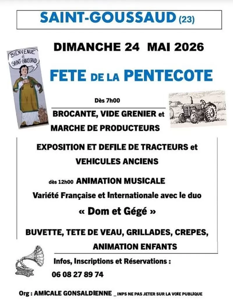 affiche Fête de la Pentecôte à Saint-Goussaud