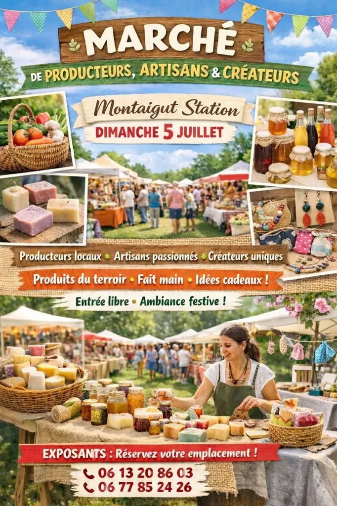 affiche Marché de producteurs, artisans et créateurs à Montaigut-le-Blanc