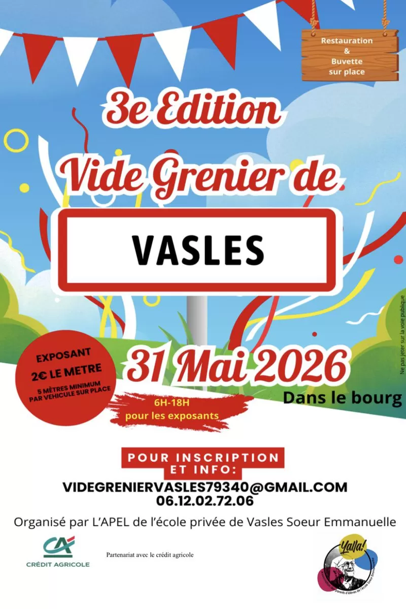 affiche Vide grenier de Vasles : 3ème édition à Vasles