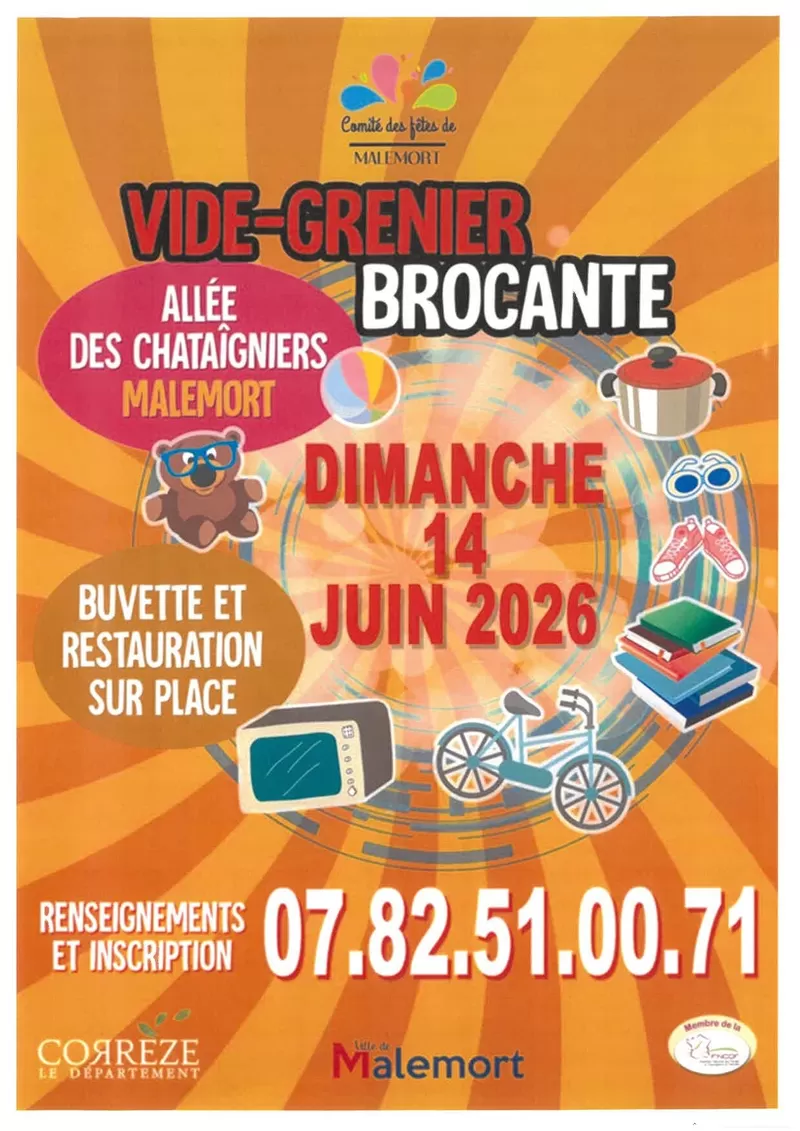 affiche Vide-greniers - Brocante du Comité des Fêtes à  Malemort-sur-Corrèze