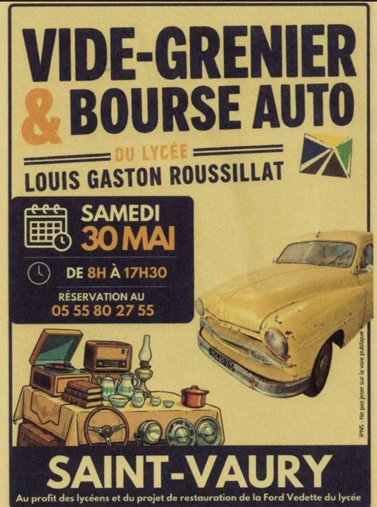 affiche Vide-grenier et bourse auto à Saint-Vaury