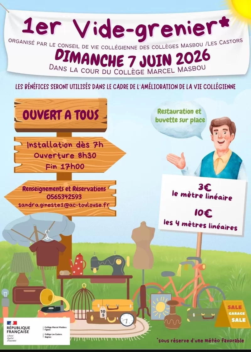 affiche Vide-greniers au collège Marcel Masbou à Figeac à Figeac
