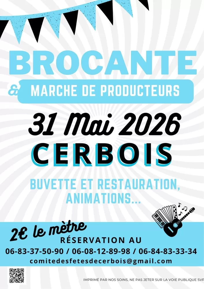 affiche Brocante et marché de producteurs à  Cerbois