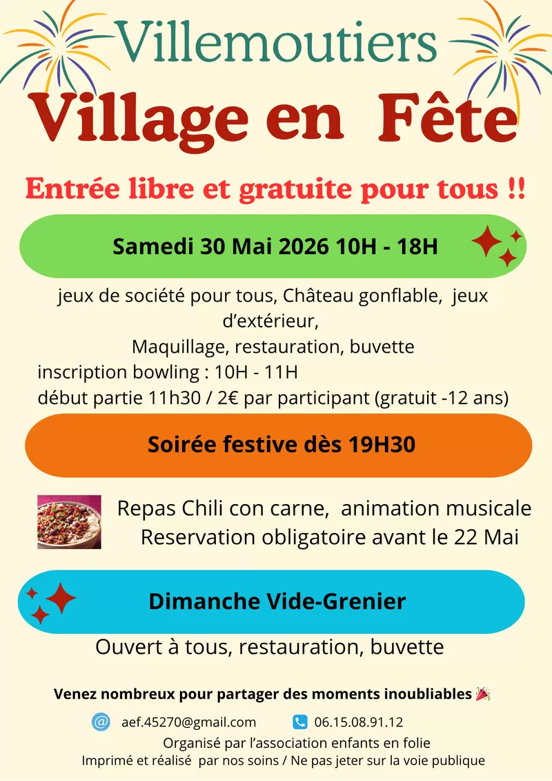 affiche Fête du village à Villemoutiers