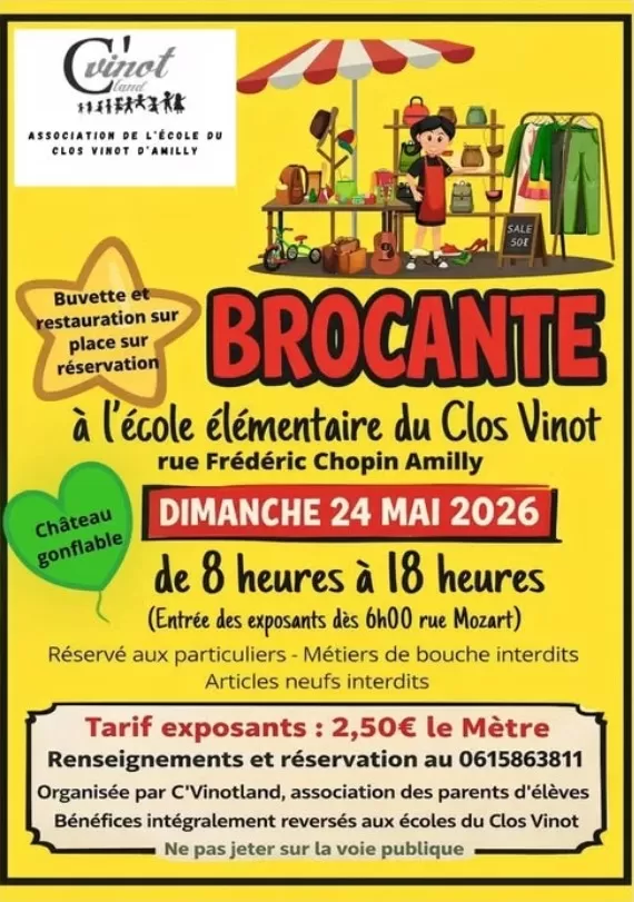 affiche Brocante à l’école du Clos-Vinot à  Amilly