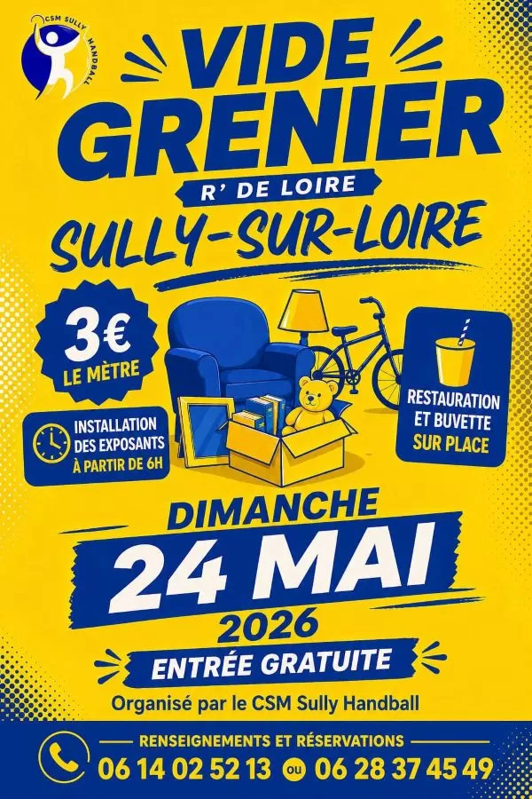 affiche Vide Grenier du CSM Sully Handball à Sully-sur-Loire
