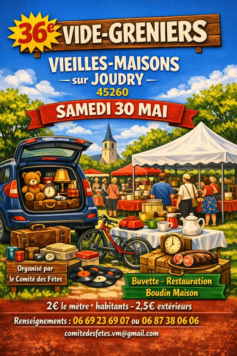 affiche Vide-greniers à  Vieilles-Maisons-sur-Joudry