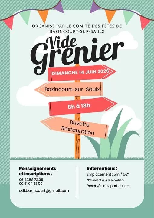 affiche Brocante vide-grenier à Bazincourt-sur-Saulx
