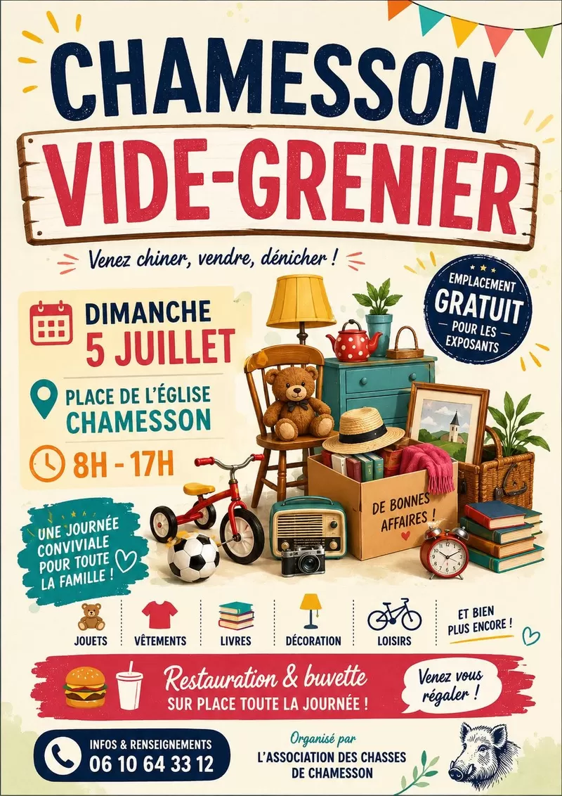 affiche Chamesson Vide-Grenier à  Chamesson