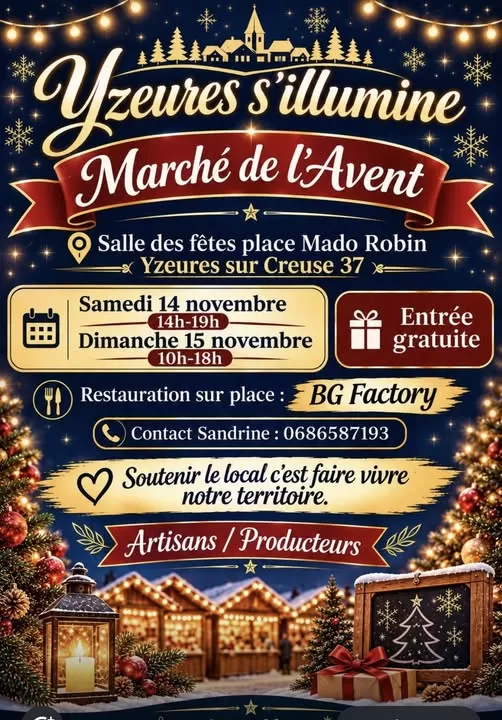 affiche Marché de l'Avent à  Yzeures-sur-Creuse