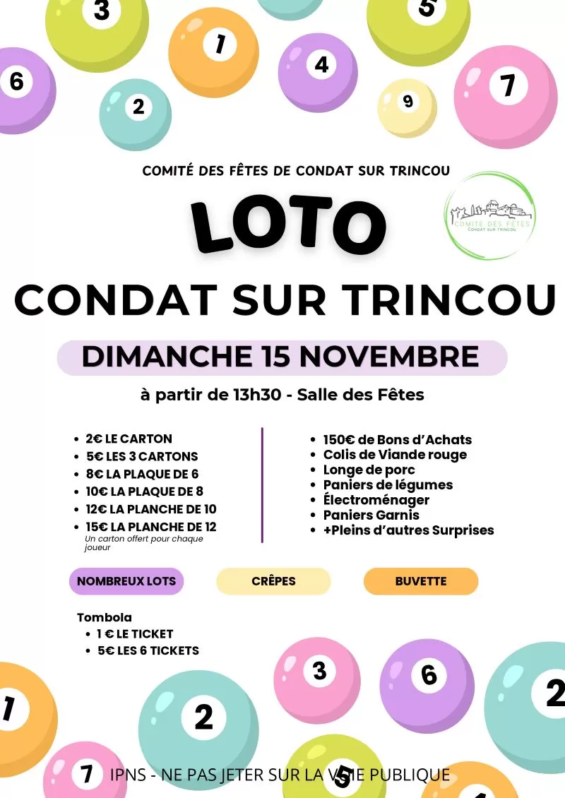 affiche Loto à Condat-sur-Trincou