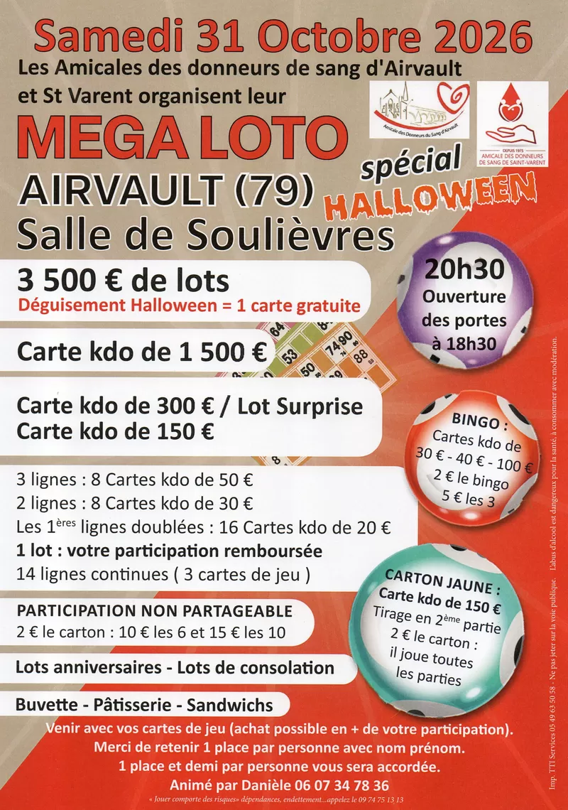 affiche Méga loto, spécial Halloween à  Airvault