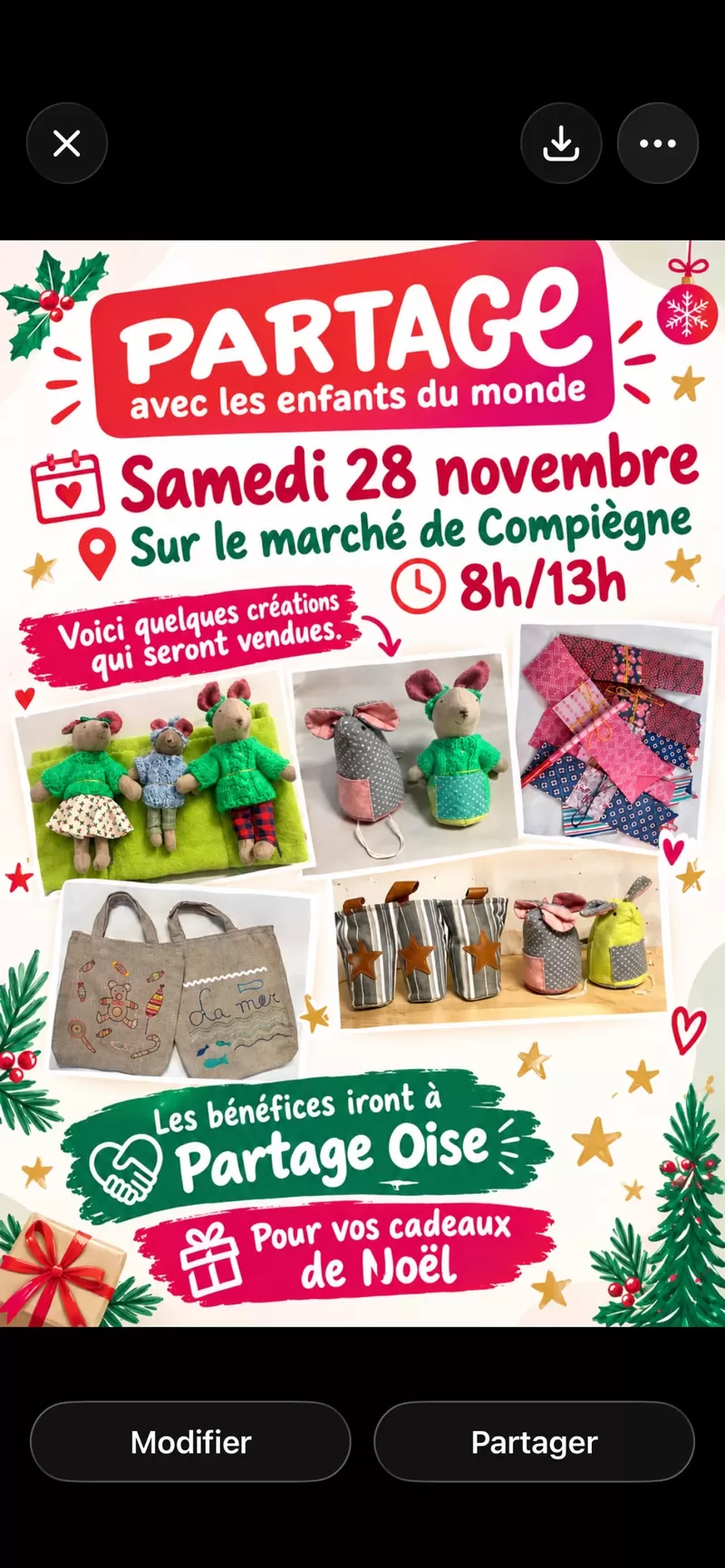 affiche Vente de Noël | Partage Oise à Compiègne