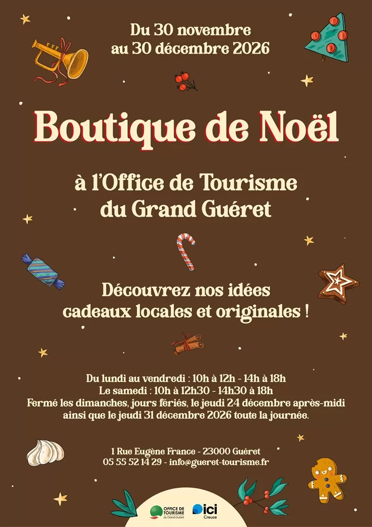 affiche Boutique Idées Cadeaux Noël à Guéret