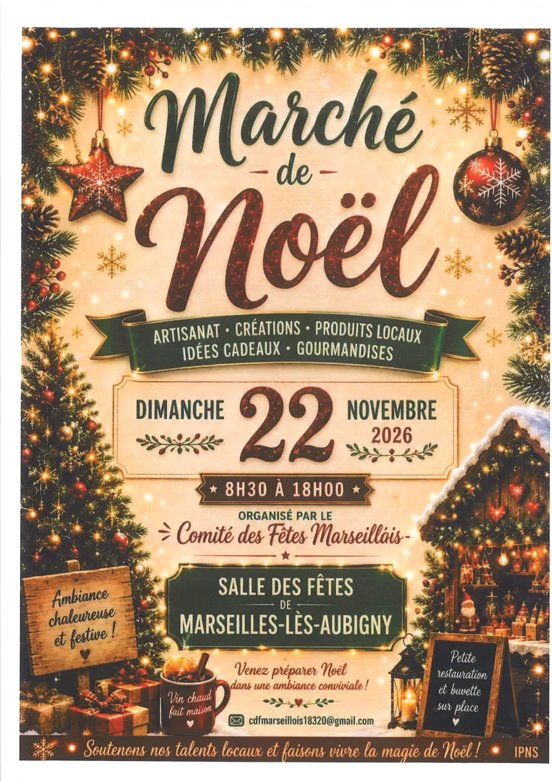 affiche Marché de Noël à Marseilles-lès-Aubigny